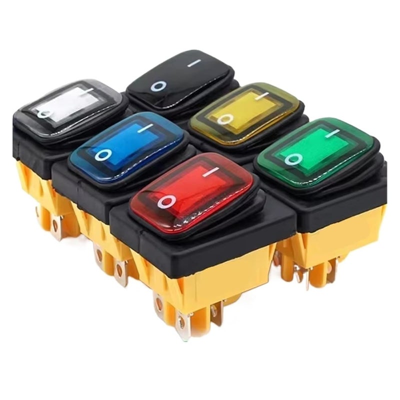 Heavy Duty 4 Pin DPST IP67 Waterproof Rocker Switch LED Green 24V 250V - Image 4